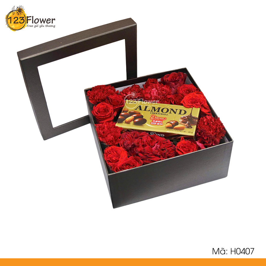H0407 | Hộp hoa và socola 407